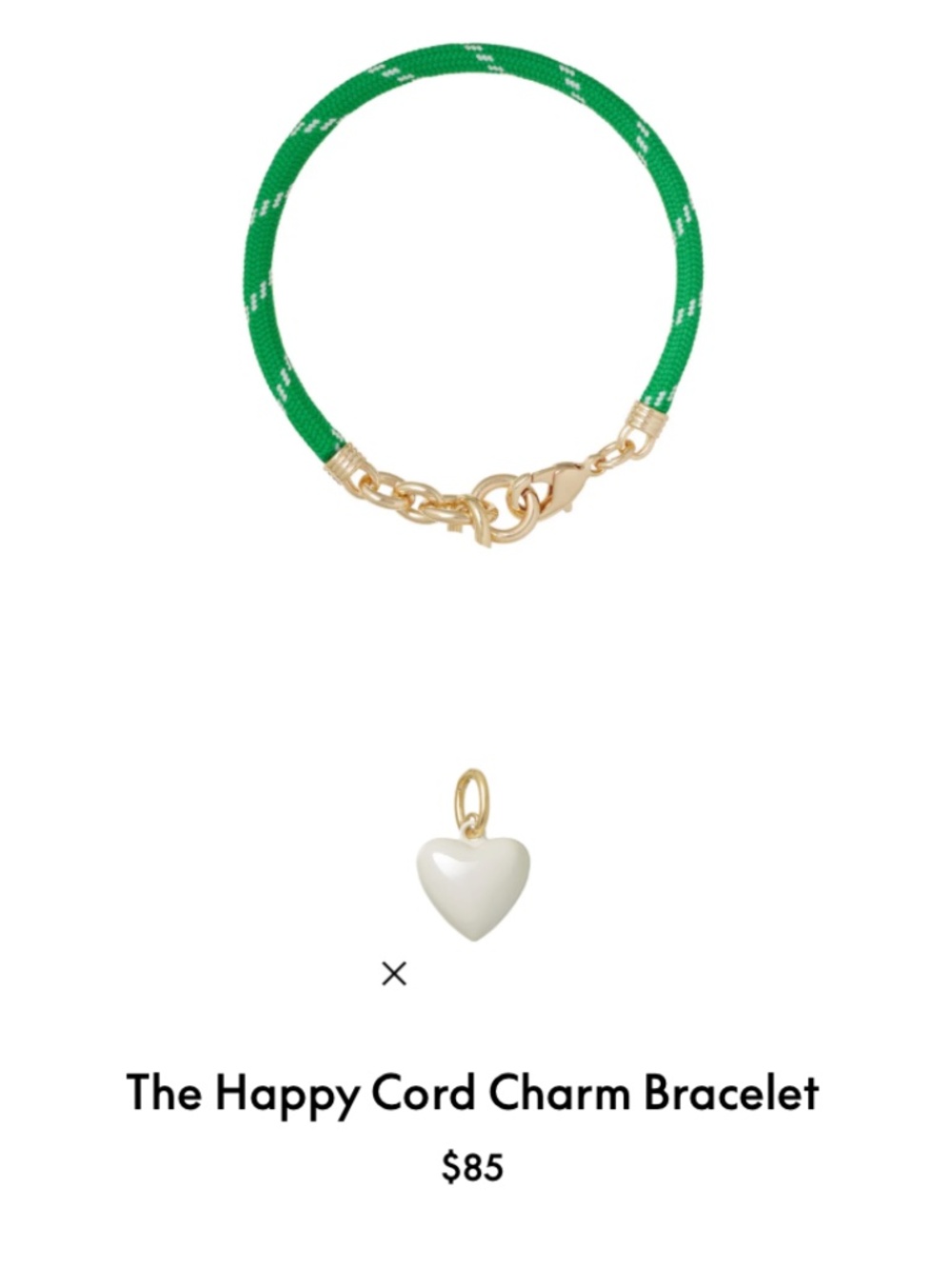 Roxanne Assoulin The Happy Cord Charm Bracelet Green/White